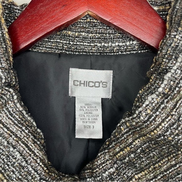 Chicos metallic thread blazer jacket button-front collared long sleeve silver XL - Picture 4 of 5
